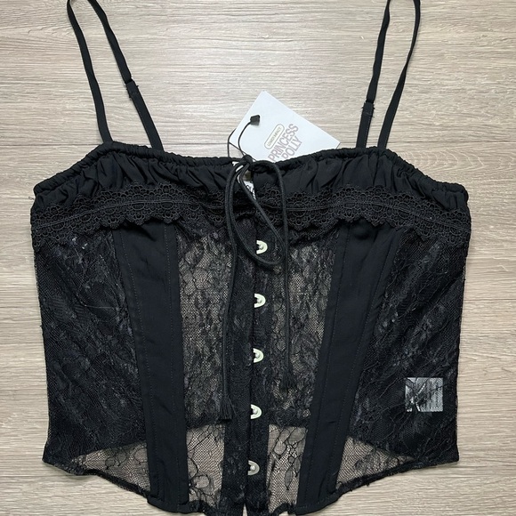 Princess Polly Tops - Princess Polly Black Lace Corset Top NWT Y2K Goth Style size M